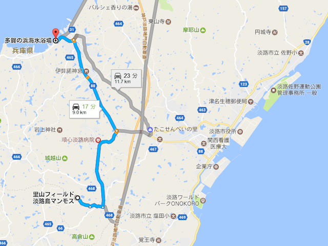 淡路島マンモスから近い海水浴場