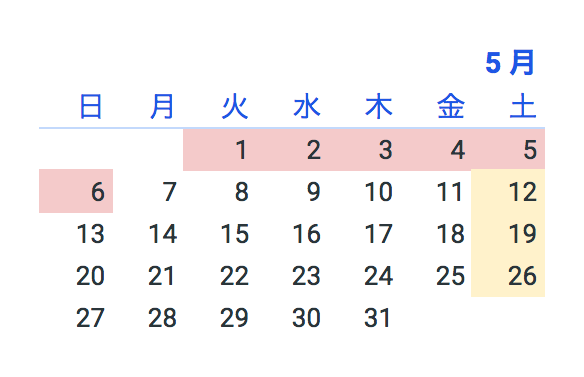淡路島マンモスシーズンカレンダー2018年5月